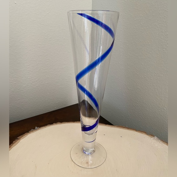 Vintage Pier 1 Imports Cobalt Blue Swirline Pilsner Beer Glass 10" - Picture 7 of 7